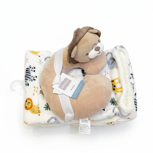 Soft Minky Baby Blanket With Stuff Toy U Pillow 17079 (76x91CM)